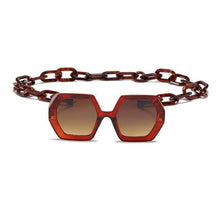 Load image into Gallery viewer, Women Elegant Design Sunglasses Stylish Fashionable Square Shape Sunglasses For Women Latest Unique Chain Style Sun Glasses For Female New Different Shades Large Frame Eyewear
