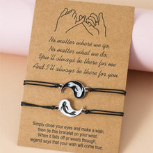 Load image into Gallery viewer, Women Fish Bracelet Black White Friendship Couple Bracelet Unisex Distance Matching Bracelets Handmade Friendship Gifts For Best Friend Couples Adjustable String Bracelets For Women
