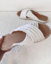Load image into Gallery viewer, Women Flat Flip Flops New Open Toe Summer Beach Shoes Casual Slides Cross Design Sandals Knotted Flat Footbed Sandals For Ladies Open Toe Casual Summer Slide Sandals
