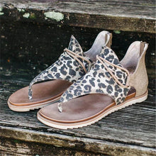 Load image into Gallery viewer, Women Flat Sandals Leopard Snake Print Summer Shoes Beach Leather Sandals Retro Flip Flops Slippers Women Casual Summer Flat Sandal Open Toe Beach Back Zipper T-Strap Outdoor Sandals
