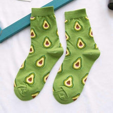 Load image into Gallery viewer, Women Funny Socks Spring Autumn Cartoon Socks Avocado Lemon Watermelon Peach Strawberry Banana Casual Socks Combed Out Of Cotton Soft Socks For Men And Women
