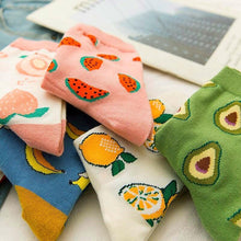 Load image into Gallery viewer, Women Funny Socks Spring Autumn Cartoon Socks Avocado Lemon Watermelon Peach Strawberry Banana Casual Socks Combed Out Of Cotton Soft Socks For Men And Women
