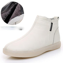Load image into Gallery viewer, Women Genuine Leather Ankle Boots Warm Fur Waterproof Slip On Super Comfortable Booties Autumn Winter Shoes Keep Warm Anti-Slip Soft Sole Warm Fur Lined Winter Ankle Booties

