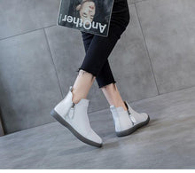Load image into Gallery viewer, Women Genuine Leather Ankle Boots Warm Fur Waterproof Slip On Super Comfortable Booties Autumn Winter Shoes Keep Warm Anti-Slip Soft Sole Warm Fur Lined Winter Ankle Booties
