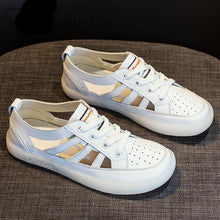 Load image into Gallery viewer, Women Genuine Leather Sneakers Summer White Lacing Flat Woman Casual mfortable Casual Everyday Walking Fashion Outdoor Sneakers
