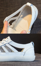 Load image into Gallery viewer, Women Genuine Leather Sneakers Summer White Lacing Flat Woman Casual mfortable Casual Everyday Walking Fashion Outdoor Sneakers
