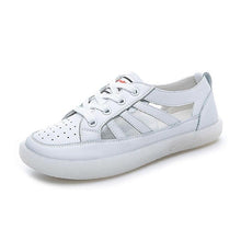 Load image into Gallery viewer, Women Genuine Leather Sneakers Summer White Lacing Flat Woman Casual mfortable Casual Everyday Walking Fashion Outdoor Sneakers
