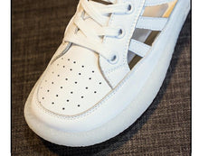 Load image into Gallery viewer, Women Genuine Leather Sneakers Summer White Lacing Flat Woman Casual mfortable Casual Everyday Walking Fashion Outdoor Sneakers
