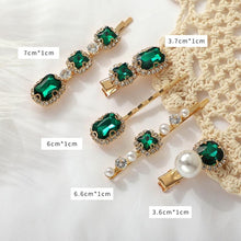 Load image into Gallery viewer, Women Hair Clips Set Jewelry Fashion Green Crystal Hair Accessories Luxury Simulation Pearl Barrette Pin For Girl Gift Ornaments Fashion Hairgrips Accessories For Party
