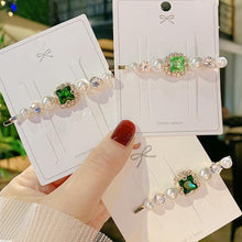 Load image into Gallery viewer, Women Hair Clips Set Jewelry Fashion Green Crystal Hair Accessories Luxury Simulation Pearl Barrette Pin For Girl Gift Ornaments Fashion Hairgrips Accessories For Party
