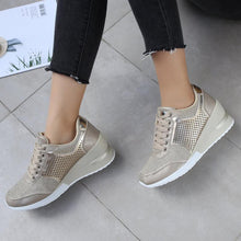 Load image into Gallery viewer, Women Height Increasing Walking Jogging Sneakers Gold Silver Sport Running Women's Lightweight Casual Everyday Walking Fashion High Heels Comfortable Sneakers
