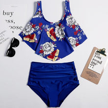 Load image into Gallery viewer, Women High Waist Bikini Plus Size Swimwear Summer Swimsuit Beach Bathing Suit Ruffle Bikini  Floral Printed Ruffle High Waist Bikini Set Women's Tummy Control Bathing Suit Swimsuit Flounce Peplum
