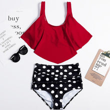Load image into Gallery viewer, Women High Waist Bikini Plus Size Swimwear Summer Swimsuit Beach Bathing Suit Ruffle Bikini  Floral Printed Ruffle High Waist Bikini Set Women's Tummy Control Bathing Suit Swimsuit Flounce Peplum
