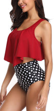 Load image into Gallery viewer, Women High Waist Bikini Plus Size Swimwear Summer Swimsuit Beach Bathing Suit Ruffle Bikini  Floral Printed Ruffle High Waist Bikini Set Women's Tummy Control Bathing Suit Swimsuit Flounce Peplum
