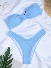 Load image into Gallery viewer, Women High Waist Bikini Swimsuit Swimwear Female Women Metal Ring Cross Bandage Bikini Set Swimsuit Two Piece Cutout Tie Back Bathing Suit Thong Bikini Set Bathing Suit Bather
