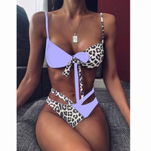 Load image into Gallery viewer, Women High Waist Bikini Swimsuit Swimwear Female Women Metal Ring Cross Bandage Bikini Set Swimsuit Two Piece Cutout Tie Back Bathing Suit Thong Bikini Set Bathing Suit Bather
