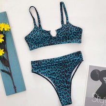 Load image into Gallery viewer, Women High Waist Bikini Swimsuit Swimwear Female Women Metal Ring Cross Bandage Bikini Set Swimsuit Two Piece Cutout Tie Back Bathing Suit Thong Bikini Set Bathing Suit Bather
