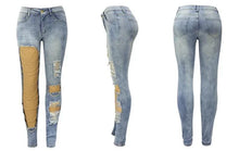 Load image into Gallery viewer, Women Jeans Pencil Pants Denim Sexy Big Holes Chain Washing Slim Pockets Streetwear Spring 2024 Slight Strech Solid Color
