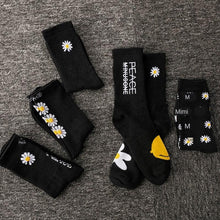 Load image into Gallery viewer, Women Korea Funny Socks Long Socks Black Cool Socks Harajuku GD Hip Hop Cotton Skateboard Socks Men New Trend Daisy Socks Men
