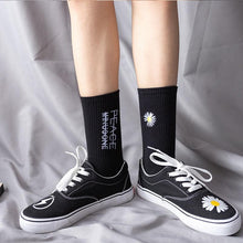 Load image into Gallery viewer, Women Korea Funny Socks Long Socks Black Cool Socks Harajuku GD Hip Hop Cotton Skateboard Socks Men New Trend Daisy Socks Men
