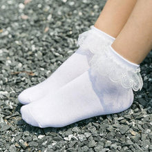 Load image into Gallery viewer, Women Lace Mesh Black White Cotton Socks Japanese Maiden Lovely Short Socks Frilly Ruffle Princess Socks For Women
