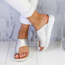 Load image into Gallery viewer, Women Leather Shoes Comfy Platform Flat Sole Casual Soft Big Toe Foot Sandal Flat Sole Casual Soft Toe Ring Unique Sandal Modern Summer Beach Shoes
