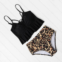 Load image into Gallery viewer, Women Leopard Print Swimsuit Women's Bikini One Shoulder Top High Waist Bottom Two Piece Swimsuits Women Push Up Bikini Set One Shoulder Beachwear Summer Leopard Bathing Suit High Waist Swimwear For Women
