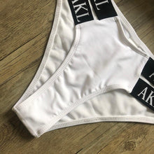 Load image into Gallery viewer, Women Luxury Black White Swimwear Women's Swimming Suit Push Up Bikini  Lace Up Bikinis Women Swimsuit Women's Bathing Suits Push Up Halter Bandage Bikini Letter Printing Mini Summer Bikini Set
