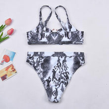 Load image into Gallery viewer, Women Luxury Leopard High Waist Bikini  Swimsuit Women's Push Up Bra Tie Side Cutout Bikini Set High Cut Padded Solid Bating Suit Swimwear Female Bikini Set Bathing Suit
