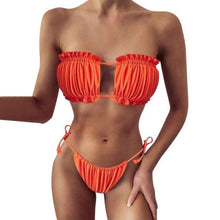 Load image into Gallery viewer, Women Luxury Leopard High Waist Bikini  Swimsuit Women's Push Up Bra Tie Side Cutout Bikini Set High Cut Padded Solid Bating Suit Swimwear Female Bikini Set Bathing Suit
