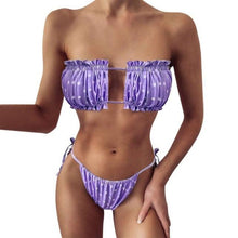 Load image into Gallery viewer, Women Luxury Leopard High Waist Bikini  Swimsuit Women's Push Up Bra Tie Side Cutout Bikini Set High Cut Padded Solid Bating Suit Swimwear Female Bikini Set Bathing Suit

