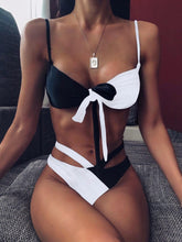 Load image into Gallery viewer, Women Luxury Leopard High Waist Bikini  Swimsuit Women's Push Up Bra Tie Side Cutout Bikini Set High Cut Padded Solid Bating Suit Swimwear Female Bikini Set Bathing Suit
