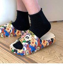 Load image into Gallery viewer, Women Men Summer Slippers Beach Slides Sandals Cartoon Flip Flops Thick Soled Boys Girls Couples Bathroom Shoes Non-Slip Quick Drying Soft Massage Slides Comfortable Lightweight Open Toe Pool Spa Sandals
