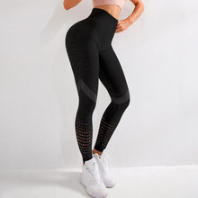 Load image into Gallery viewer, Women Mesh Leggings High Waist Seamless Fitness Leggings Fashion Female Gym Workout Leggings Seamless Gym Running Stylish Tight Athletic Leggings Soft Active Legging For Women

