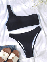 Load image into Gallery viewer, Women One-Shoulder Bikini Swimsuit Women Push Up Swimwear Women's Bathing Suit Comfortable Bikini Ribbed Two Piece Swimsuit Bikini Set Summer Bathing Suit Beach Wear Swimming Suit
