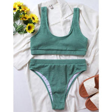 Load image into Gallery viewer, Women One-Shoulder Bikini Swimsuit Women Push Up Swimwear Women's Bathing Suit Comfortable Bikini Ribbed Two Piece Swimsuit Bikini Set Summer Bathing Suit Beach Wear Swimming Suit
