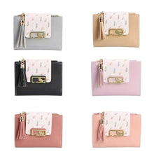 Load image into Gallery viewer, Women Pink PU Leather Short Wallet Trendy New Fashion  Vintage Mini Purses Cute Feather Design Wallets
