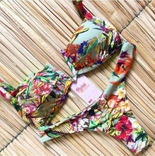 Load image into Gallery viewer, Women Push-up Bikini Swimwear Adjustable Swimsuit Bathing Suit Beachwear Women's Tie Bikini Lace Up Bottom String Swimsuit Bandage Swim Beach Wear Summer Comfortable Bikini Set
