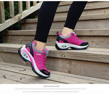 Load image into Gallery viewer, Women Running Air Cushion Athletic Sneakers Walking Breathable Sport Lace Up Hight Platform Casual Shoes Womens Mesh Sneakers Fashion Tennis Breathable Walking Gym Work Shoes
