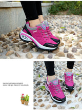 Load image into Gallery viewer, Women Running Air Cushion Athletic Sneakers Walking Breathable Sport Lace Up Hight Platform Casual Shoes Womens Mesh Sneakers Fashion Tennis Breathable Walking Gym Work Shoes
