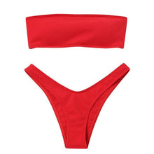 Load image into Gallery viewer, Women's Bikini High Waist Tummy Control Two Piece Swimsuit Swimwear Girl Beach Bathing Suit Woman Fashion Swimwear Padded High Waist Cheeky Bathing Suit
