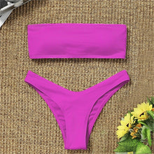 Load image into Gallery viewer, Women's Bikini Two Piece Swimsuit Swimwear  Beach Bathing Suit Woman Two-Piece Strapless Padded High Cut Bandeau Bathing Suit Swimwear
