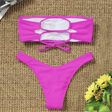 Load image into Gallery viewer, Women's Bikini Two Piece Swimsuit Swimwear  Beach Bathing Suit Woman Two-Piece Strapless Padded High Cut Bandeau Bathing Suit Swimwear
