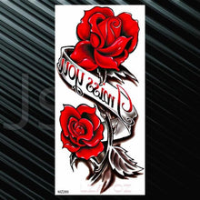 Load image into Gallery viewer, Women's Fashion Flower Temporary Tattoos Sticker Fake Rose Waterproof Large Realistic Black Colorful Flowers Tattoos
