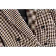 Load image into Gallery viewer, Women's Fashionable Office Wear Double Breasted Plaid Blazer Coat Vintage Long Sleeve Pockets Female Outerwear Chic Tops
