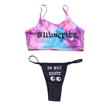 Load image into Gallery viewer, Women’s Funny Printed 2Pcs Bikini Suits Women's Scalloped Triangle Bikini Print Bottom Two Piece Swimsuit Deep V-neck Detachable Breast Pad Sling Tops with Triangle Bottoms Swimsuits
