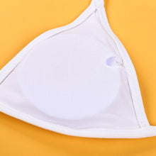Load image into Gallery viewer, Women’s Funny Printed 2Pcs Bikini Suits Women's Scalloped Triangle Bikini Print Bottom Two Piece Swimsuit Deep V-neck Detachable Breast Pad Sling Tops with Triangle Bottoms Swimsuits
