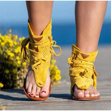 Load image into Gallery viewer, Women's Sandals Retro Ladies Flip Flops Clip Toe Vintage Black Boots Casual Fashion Summer Woman Clip Toe Vintage Boots Casual Tassel Rome Fashion Summer Comfortable Woman Shoes
