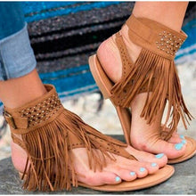 Load image into Gallery viewer, Women's Sandals Retro Ladies Flip Flops Clip Toe Vintage Black Boots Casual Fashion Summer Woman Clip Toe Vintage Boots Casual Tassel Rome Fashion Summer Comfortable Woman Shoes
