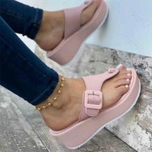 Load image into Gallery viewer, Women's Sandals Summer Shoes Beach Platform Clip Toes Buckle Strap Leather Casual Shoes Summer Casual Clip Toe Slippers Summer Flat Non-Slip Shoes With Buckle Strap
